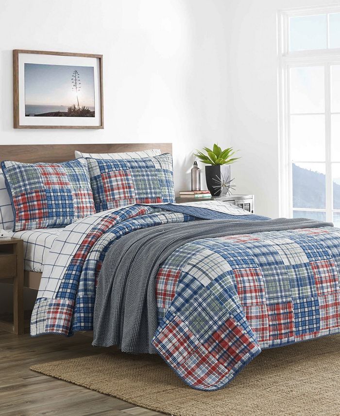 Nautica - King Quilt Set, Cotton Reversible Bedding With Matching Shams, Home De