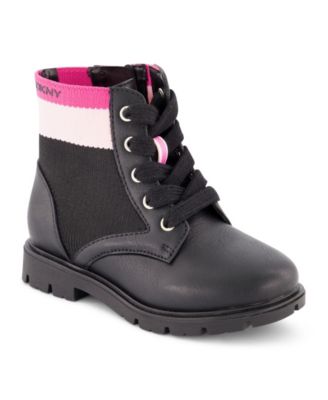 DKNY Toddler Girls Stassi Knit Moto Lace Up Combat Boots Macy s