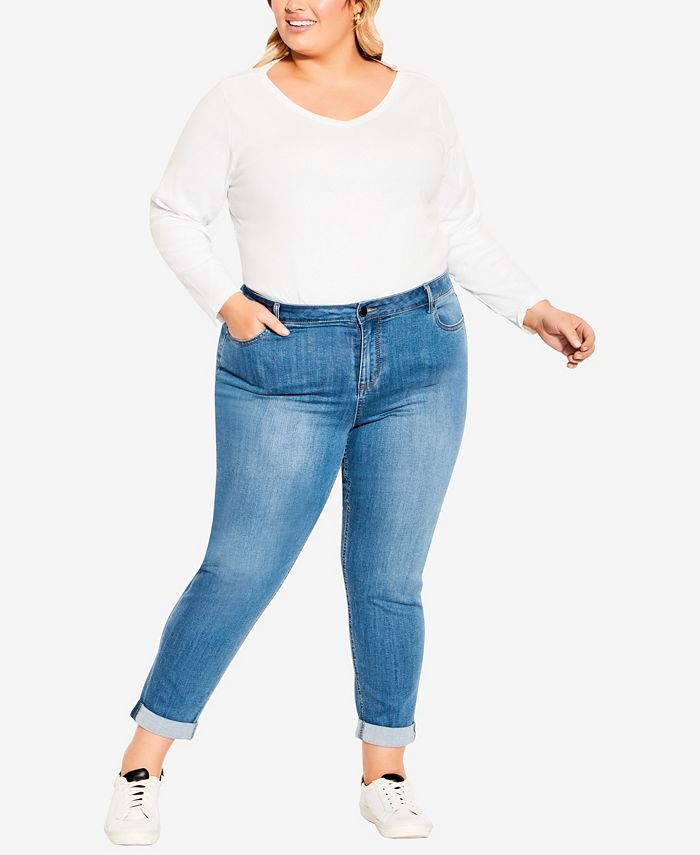 Avenue Plus Size Girlfriend Stretch & Reviews - Jeans - Sizes - Macy's