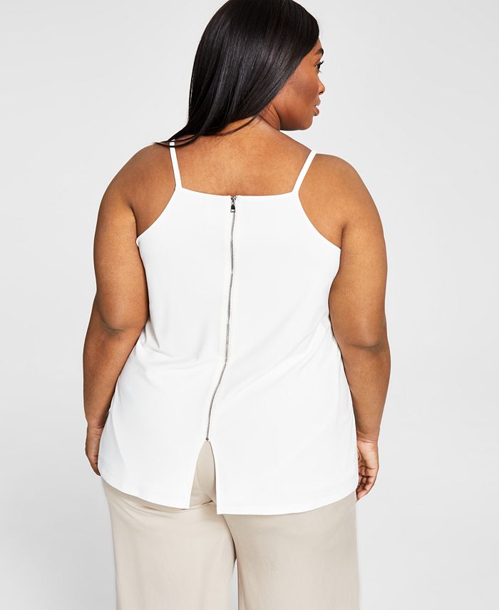 Bar III Trendy Plus Size ZipBack Halter Top, Created for Macy's