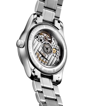 Longines - Women's Swiss Automatic Master Moonphase Diamond (1/20 ct. t.w.) Stainless Steel Bracelet Watch 34mm