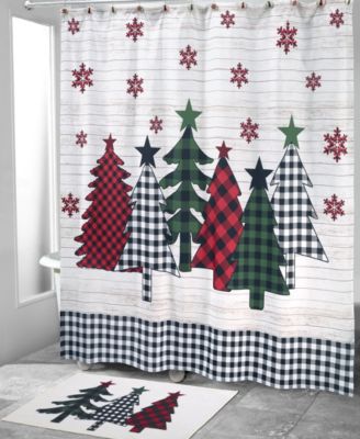 Tis the Season Holiday Plaid Printed Shower Curtain, 72" x 72"