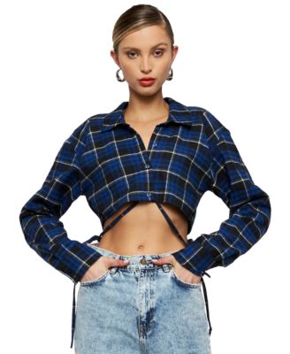 Lioness - Hideaway Cotton Plaid Crop Shirt