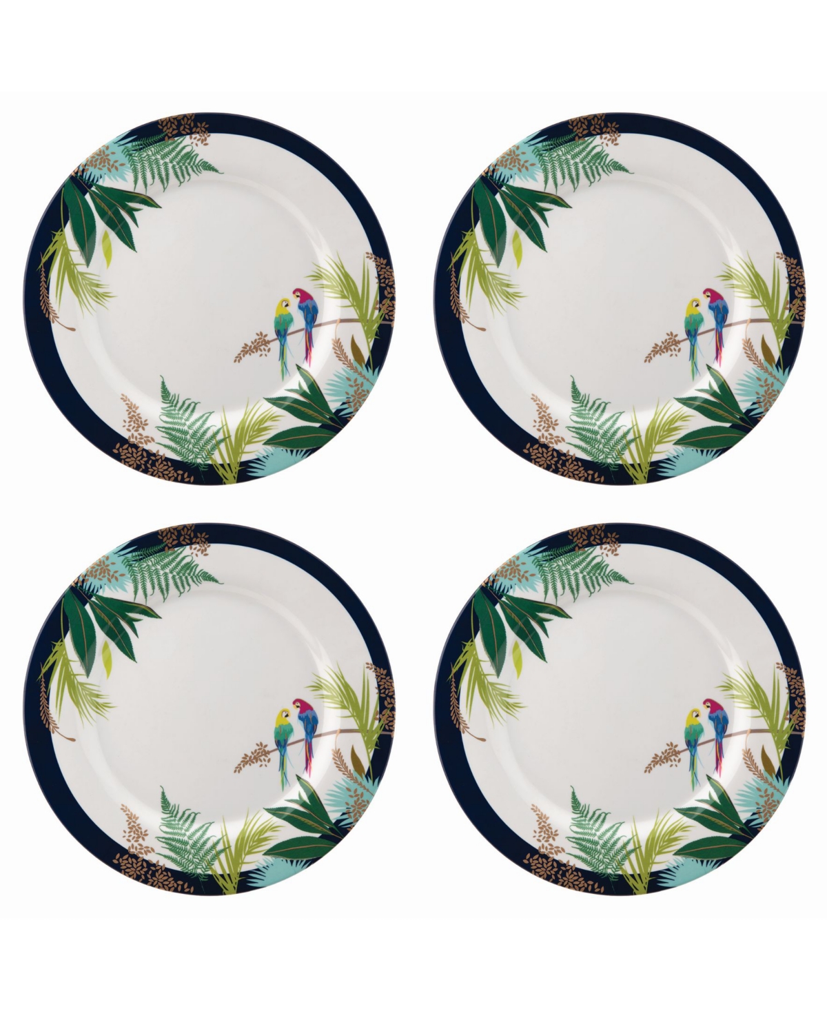 Sara Miller Parrot Dinner Plate, Set of 4 - White