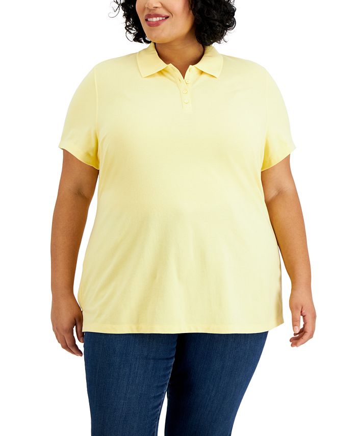 Karen Scott Plus Size Pique Polo Top, Created for Macy's Macy's