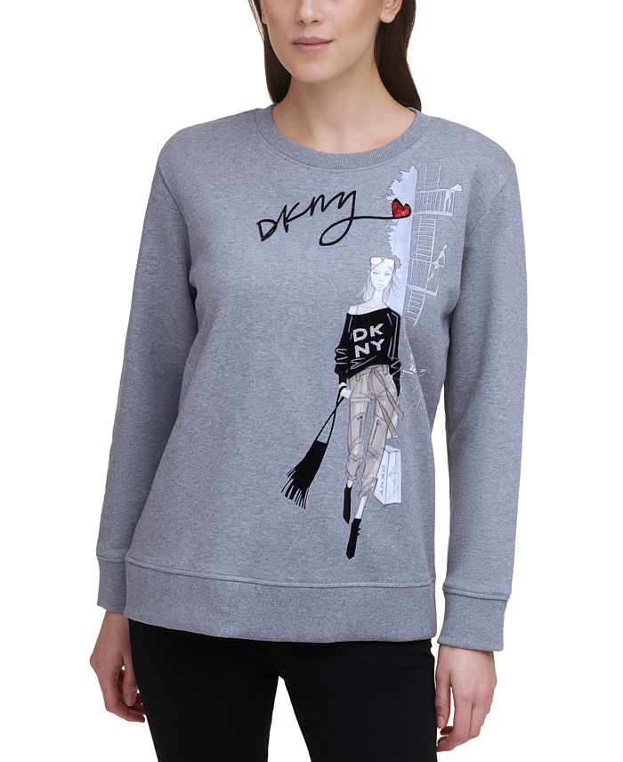 DKNY City Girl Conversational Graphic-Print Sweatshirt - Macy's