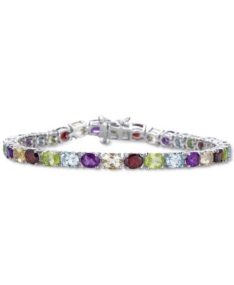 Macy's Multi-Gemstone Oval Link Bracelet (15 Ct. T.w.) In Sterling ...