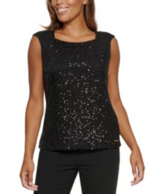 Petite Sequin Cap Sleeve Top