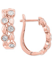 EFFY® Diamond Bezel Leverback Hoop Earrings (1/6 ct. t.w.) in 14k Rose Gold