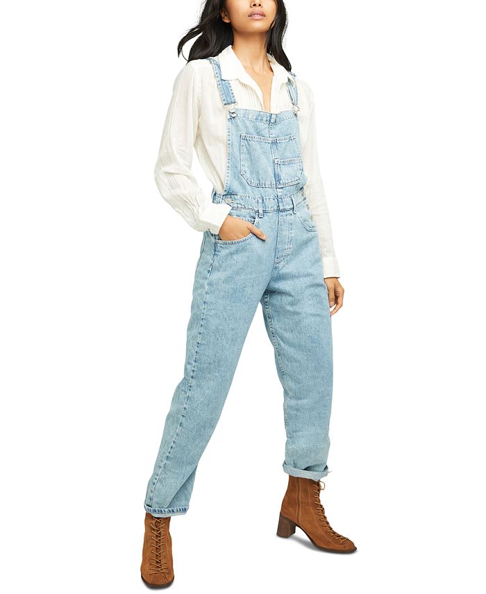 Slouchy Straight Ankle Jean Overalls