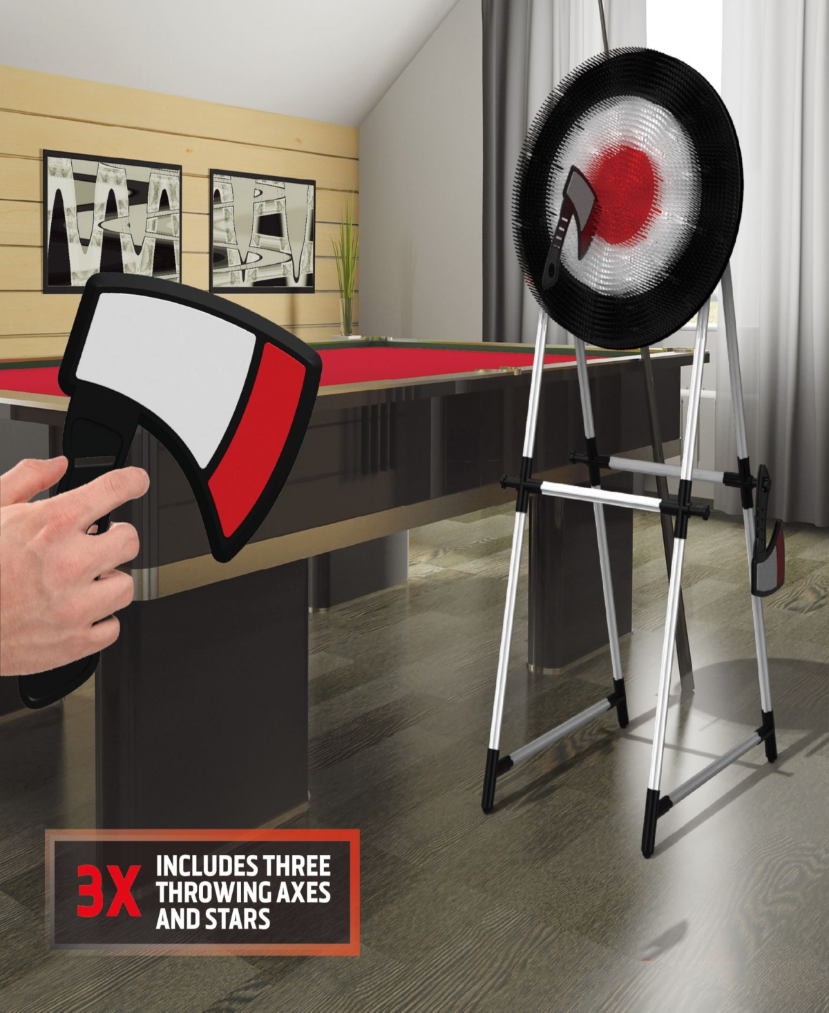 Shop Black Series Axe Throwing Target Set-3 Plastic Axes, Indoor/outdoor In Black