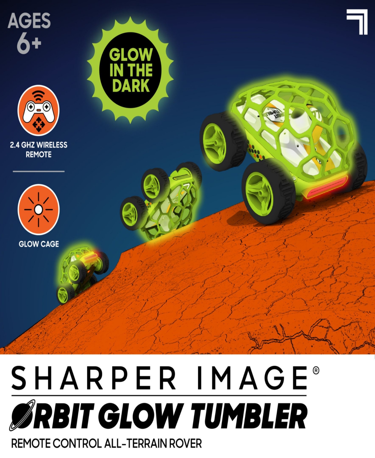 Shop Sharper Image Orbit Tumbler Glow-in-the-dark All-terrain Rover Toy In Bright Green