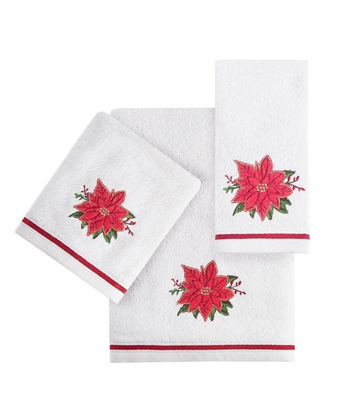 Martha Stewart Collection Poinsettia Embroidered Fingertip Towel