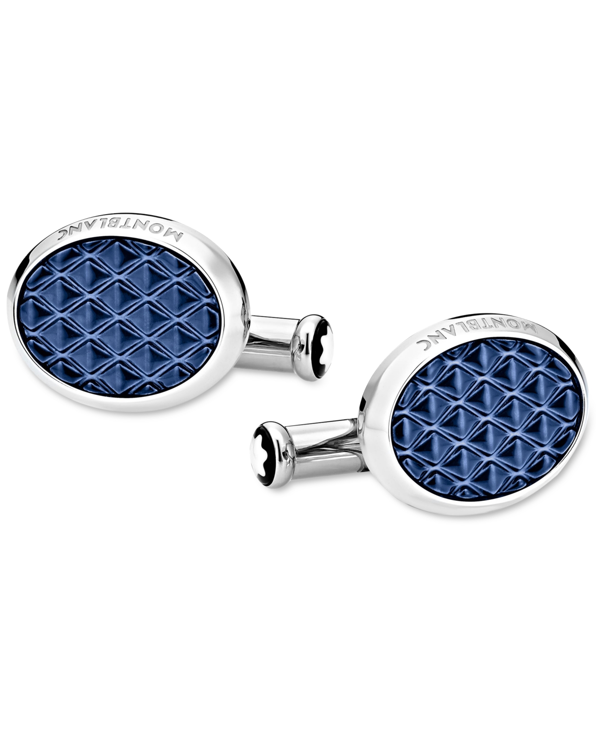 Shop Montblanc Meisterstuck Oval Steel Lacquer Cufflinks In Silver  Blue