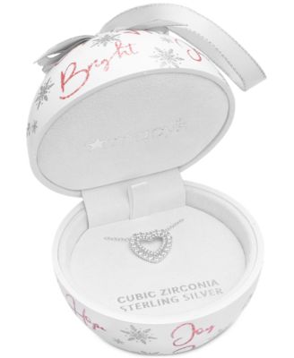 Macy's - Cubic Zirconia Heart 18" Pendant Necklace in Sterling Silver