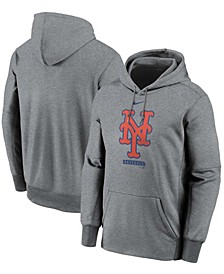 Men's Gray New York Mets Logo Therma Performance Pullover Hoodie