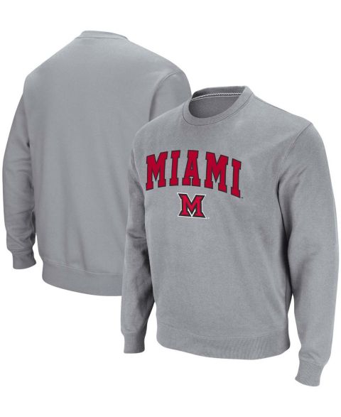 Мужская толстовка Colosseum Miami University RedHawks Arch Logo Crew Neck, цвет: Меланжевый серый