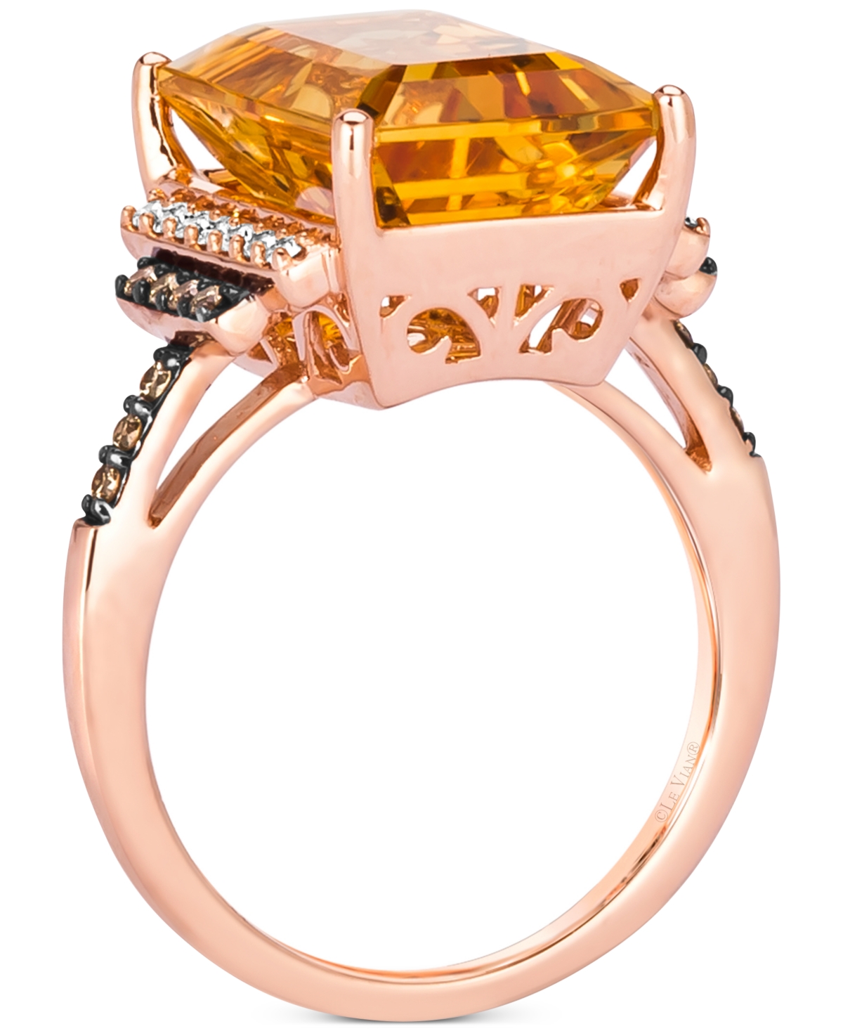Le Vian Cinnamon(5-3/4 ct. t.w.) & Diamond (1/4 ct. t.w.) Statement Ring in 14k Rose Gold - Citrine