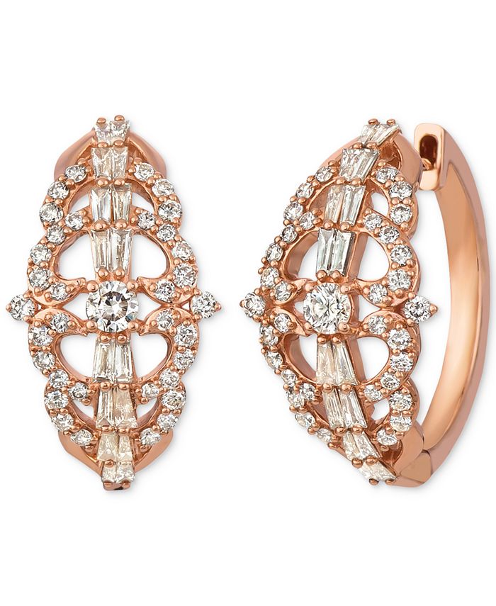 Le Vian - Nude Diamond Openwork Round & Baguette Hoop Earrings (1-3/8 ct. t.w.) in 14k Rose Gold