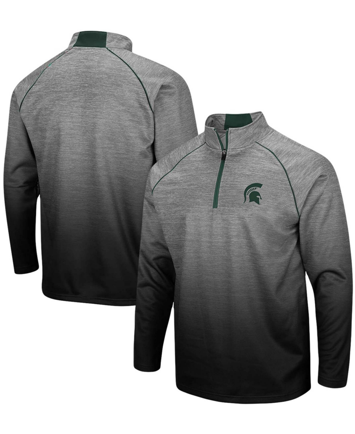 COLOSSEUM MEN'S HEATHERED GRAY MICHIGAN STATE SPARTANS SITWELL SUBLIMATED QUARTER-ZIP PULLOVER JACKET