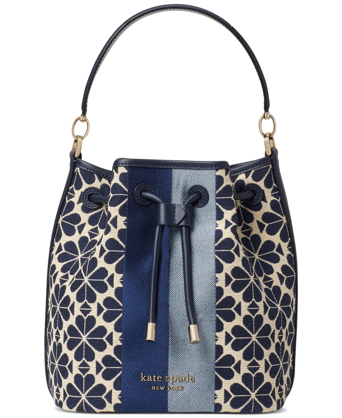 Kate Spade Sinch Medium Spade Flower Jacquard Bucket Bag In Blue Multi ...