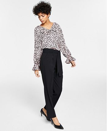 Bar III Belted Paperbag-Waist Pants, Created for Macy's - Macy's