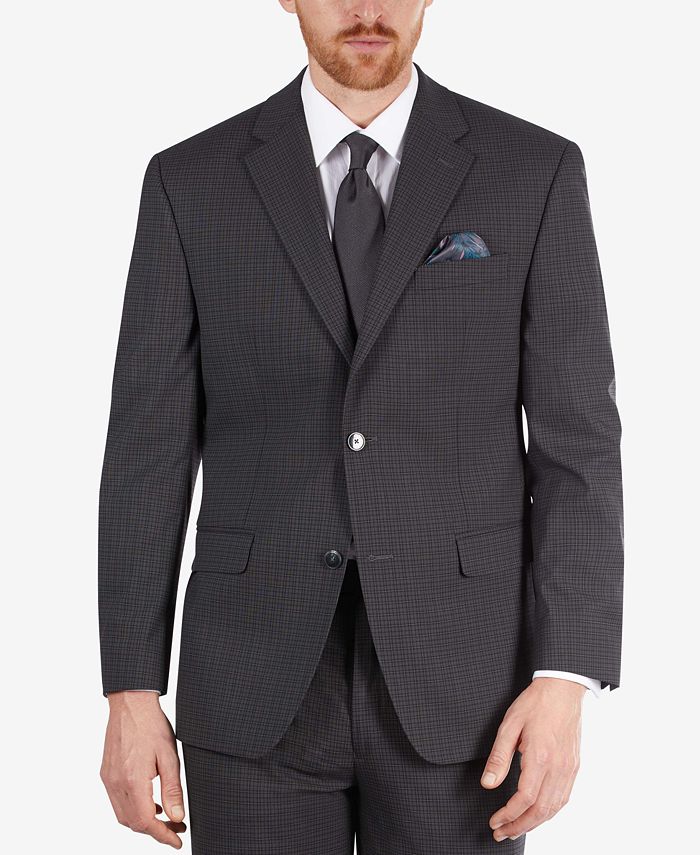 Sean John Men's Classic-Fit Dark Gray Check Suit Separate Jacket - Macy's