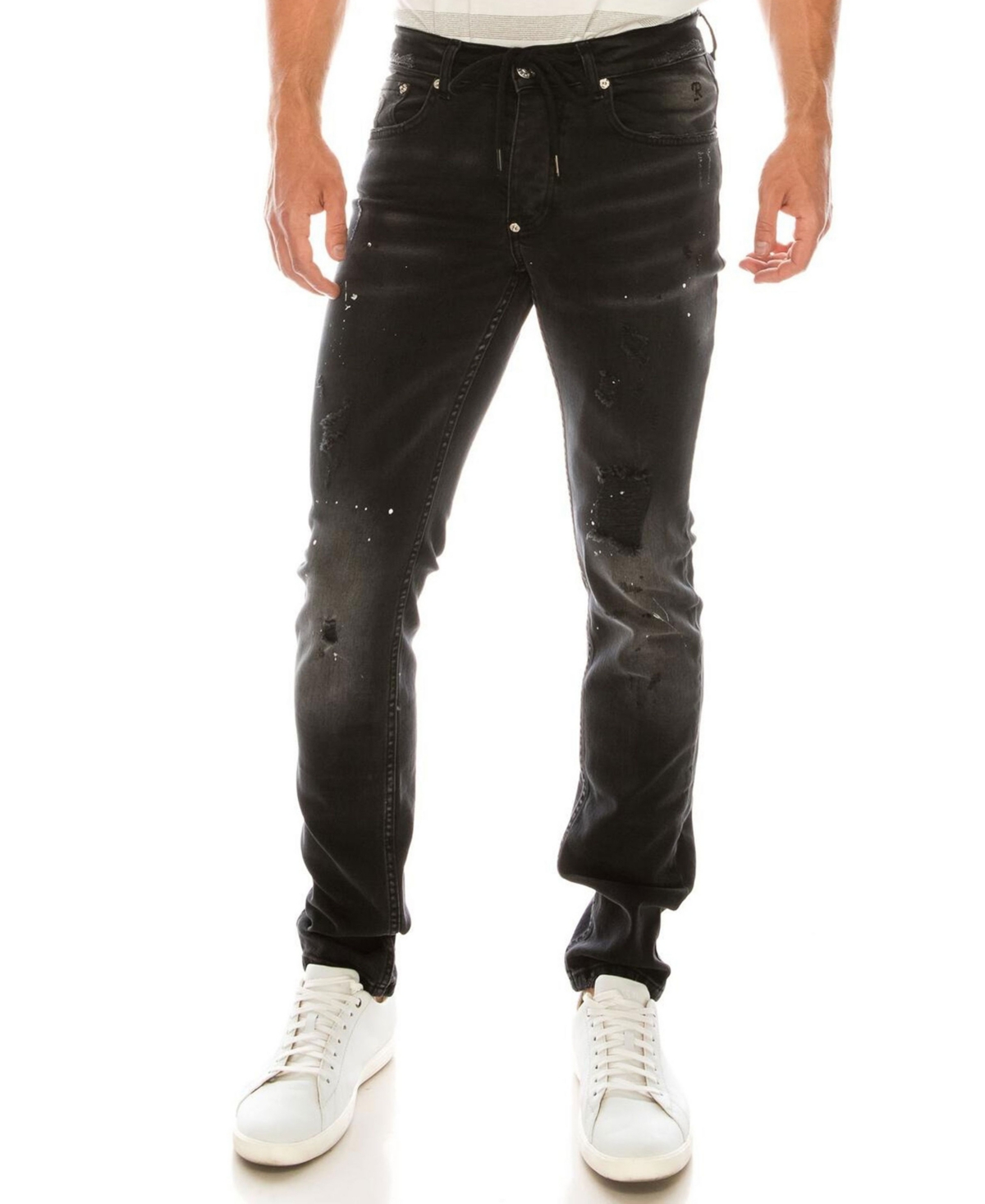 Men's Modern Painter Splash Skinny Fit Jeans - Black