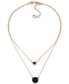 Two-Tone Pavé Disc Layered Pendant Necklace, 18" + 1-1/2" extender