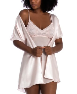 Linea Donatella Siren Satin Robe Babydoll Nightgown Thong 3pc Lingerie Set Macy s