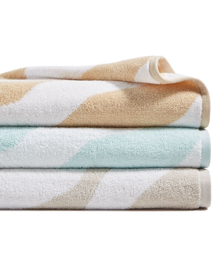 Martha Stewart Collection Cotton Stripe Hand Towel, Created for Macy's - Blue