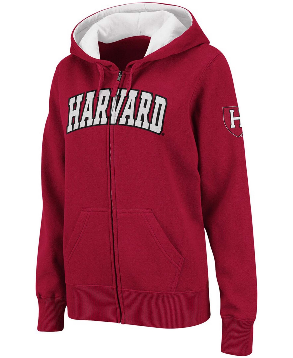 Women's Crimson Harvard Arched Name Full-Zip Hoodie