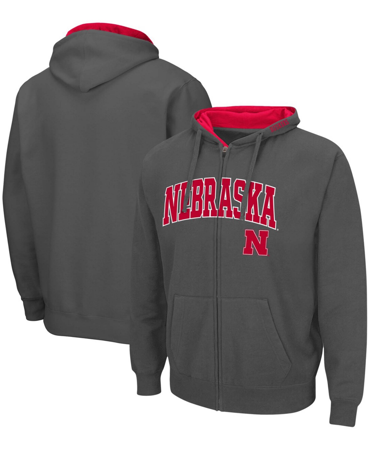 Colosseum Men's Charcoal Nebraska Huskers Arch Logo 2.0 Full-zip Hoodie In Charcoal