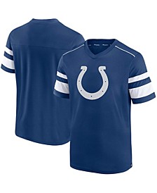 Men's Royal Indianapolis Colts Textured Hashmark V-Neck T-shirt