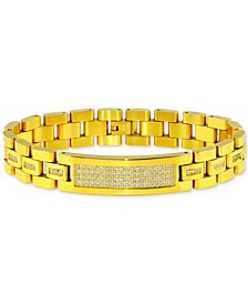 Men's Diamond Pavé Cluster Plate Link Bracelet (1 ct. t.w.) in Gold-Tone Ion-Plated Stainless Steel