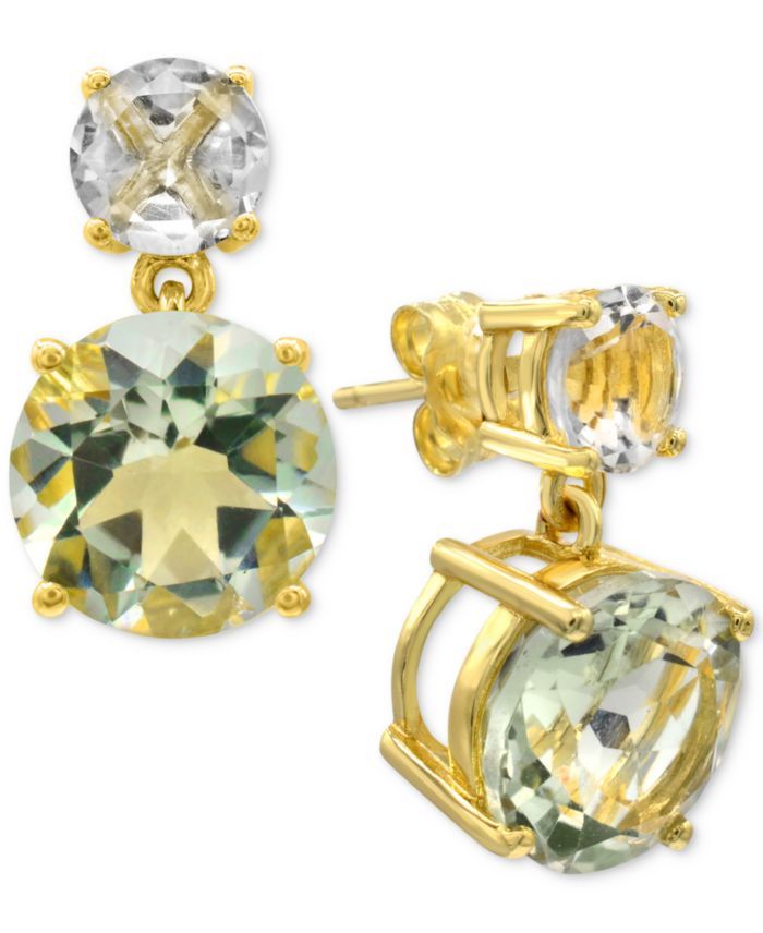 Prasiolite (5-3/4 ct. t.w.) & White Quartz (1-1/3 ct. t.w.) Drop Earrings