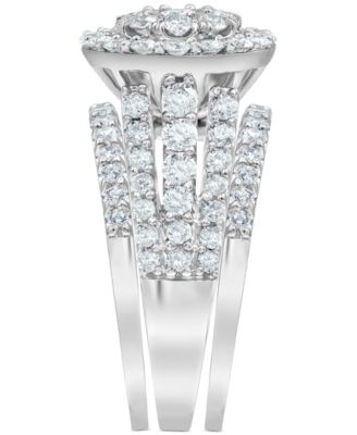 Diamond Halo Cluster Bridal Set (3 ct. t.w.) in 14k White Gold