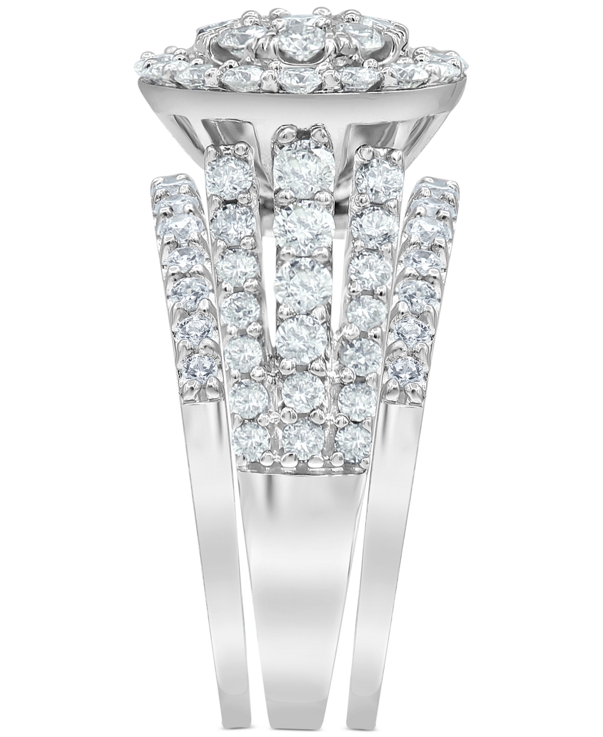 Diamond Halo Cluster Bridal Set (3 ct. t.w.) in 14k White Gold