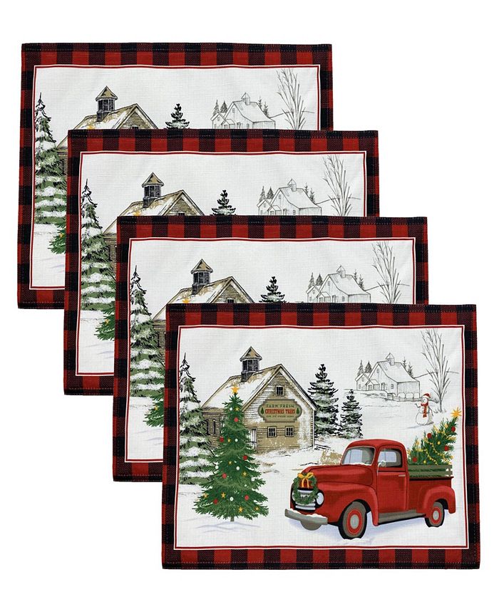 Elrene Vintage Christmas Tree Farm Holiday Placemat, Set of 4 Macy's
