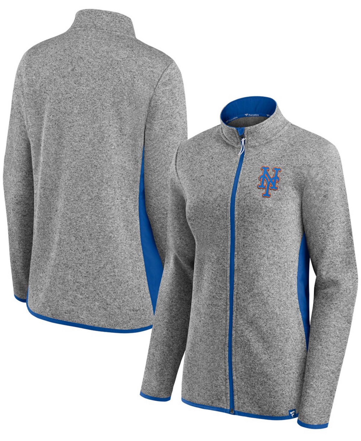 Women's Heather Charcoal New York Mets Primary Logo Fleece Full-Zip Jacket - Heather Charcoal
