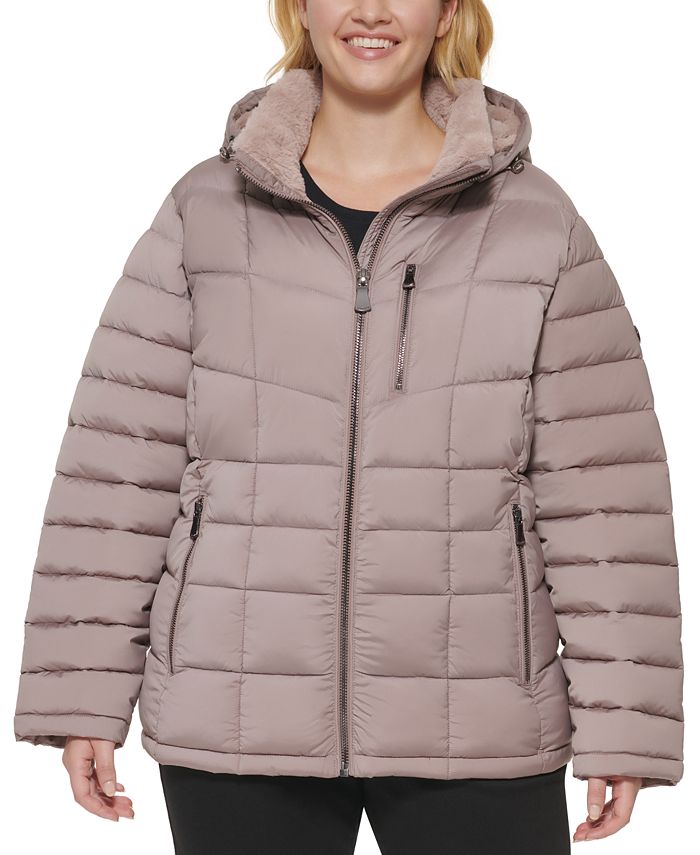 Calvin Klein Women's Plus Size Hooded Faux-Fur Trim Puffer Coat, Created  for Macy's & Reviews - Coats & Jackets - Plus Sizes - Macy's