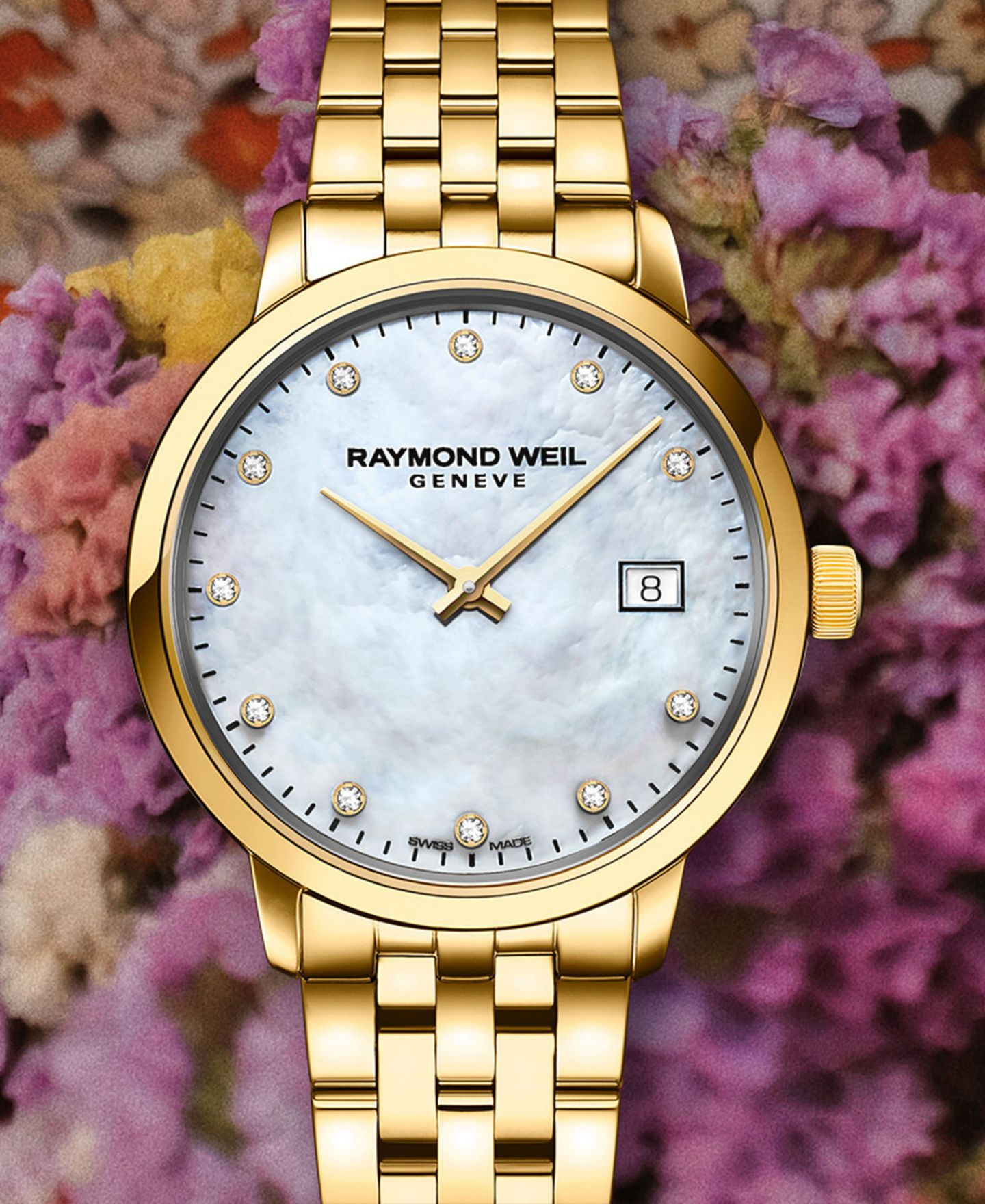 Женские часы Raymond Weil Swiss Toccata Diamond-Accent Gold-Tone Stainless Steel Bracelet Watch 29mm — фото 5