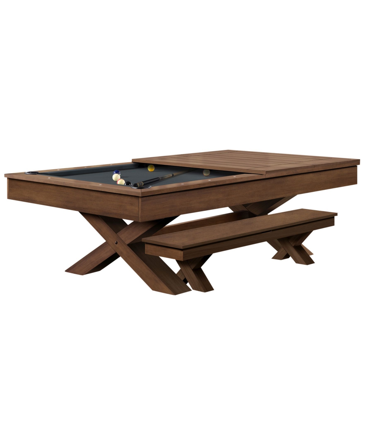 Hb Home Blake Pool Table 3 Piece Set (pool Table, Dining Top, And 1 Bench) In Black Felt