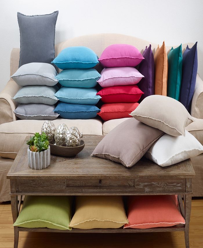 Saro Lifestyle Fringed Linen Decorative Pillow, 20