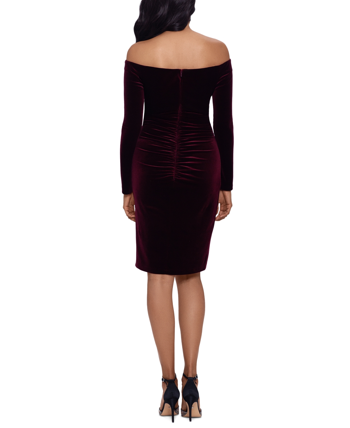 Xscape Velvet Off The Shoulder Sheath Dress 2p 22w In Hunter