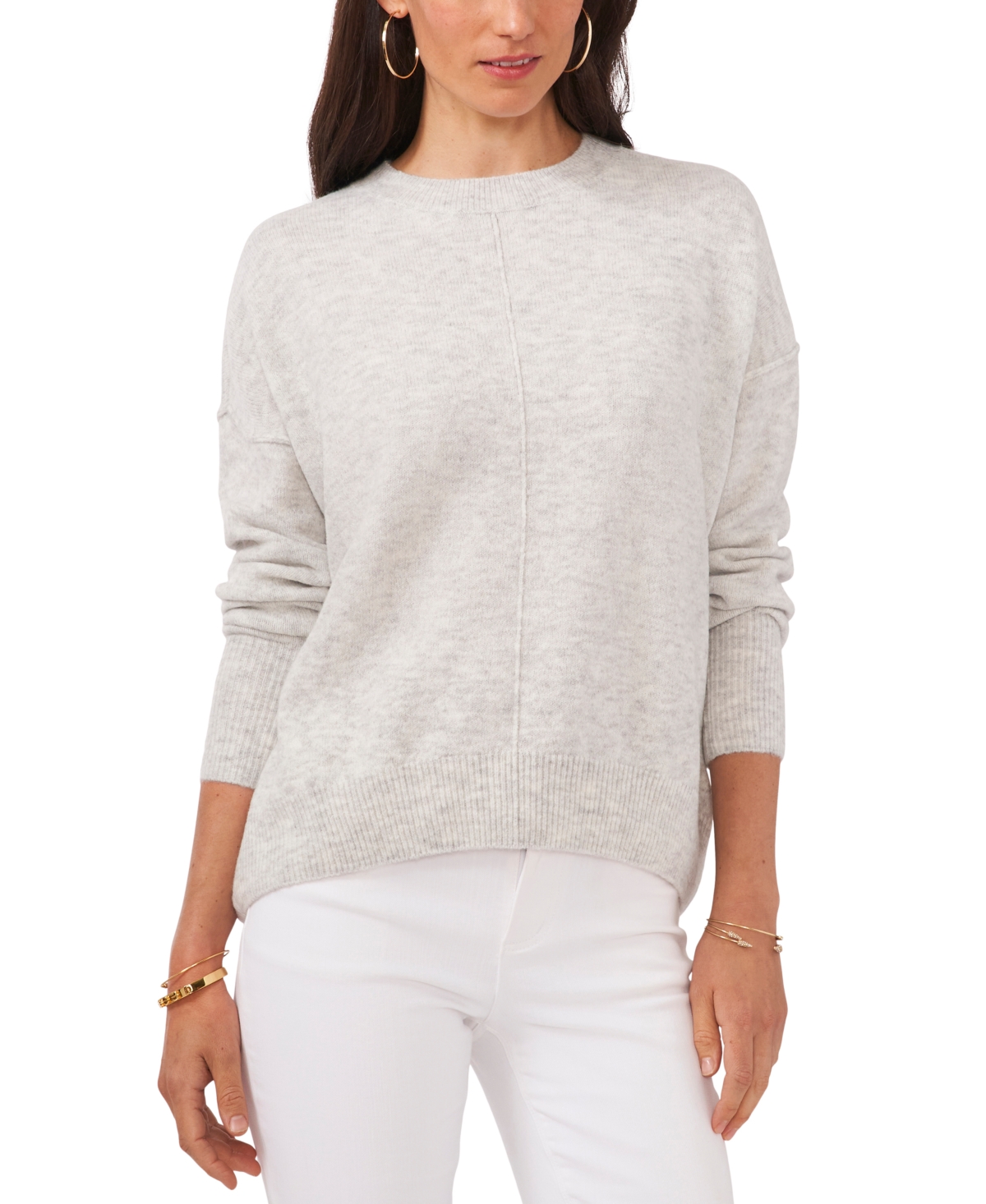 Vince Camuto Cozy Long Sleeve Extend Shoulder Sweater In Silver