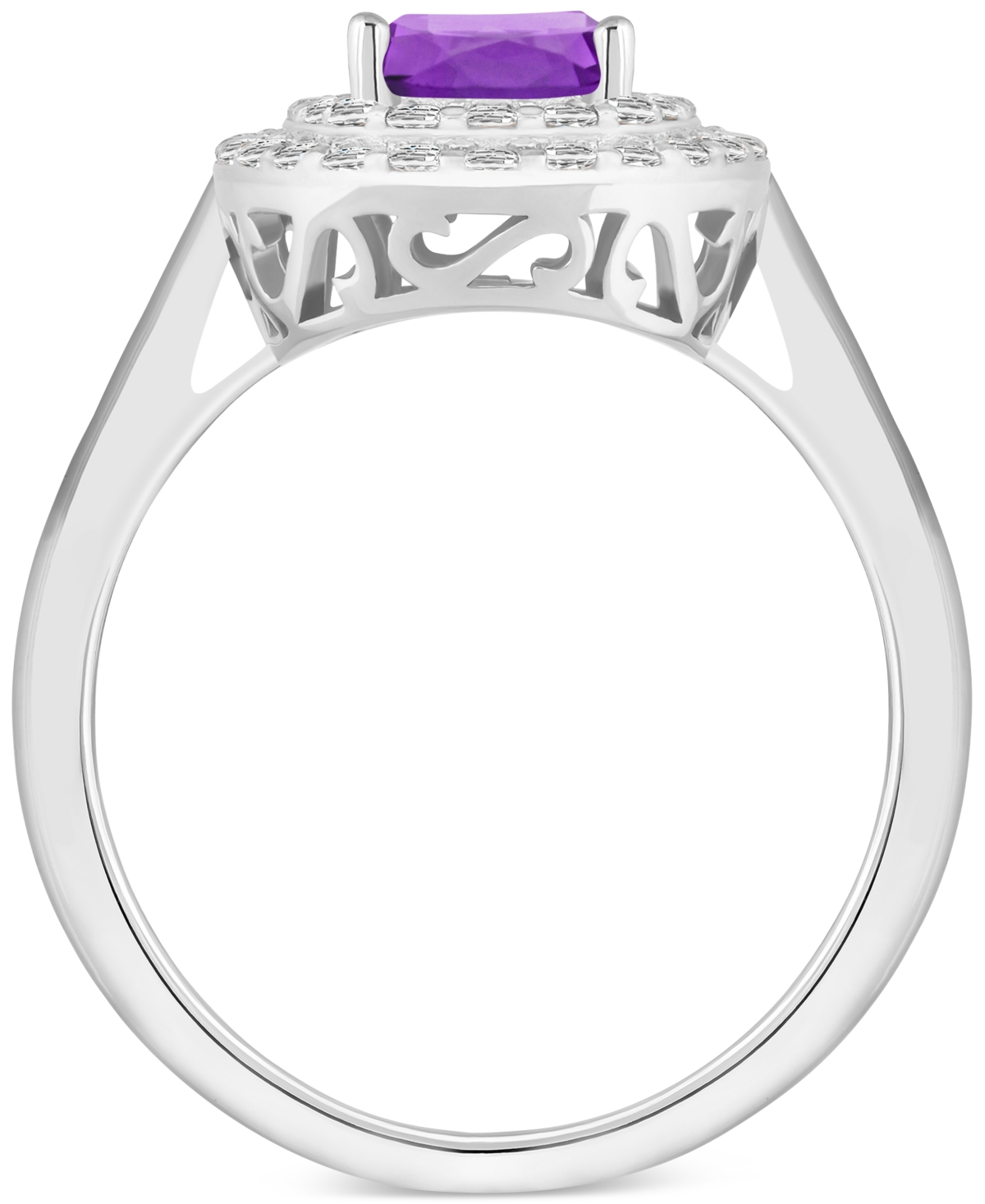 Rhodolite Garnet (1-1/2 ct. t.w.) & White Topaz (3/8 ct. t.w.) Oval Halo Ring in Sterling Silver (Also in Citrine, Blue Topaz, & Peridot)