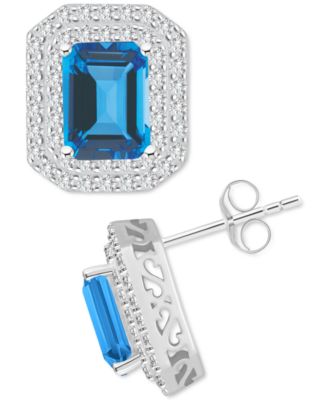 Rhodolite Garnet (3-7/8 ct. t.w.) & White Topaz (7/8 ct. t.w.) Stud Earrings in Sterling Silver (Also in Citrine, Peridot, Amethyst, & Blue Topaz)