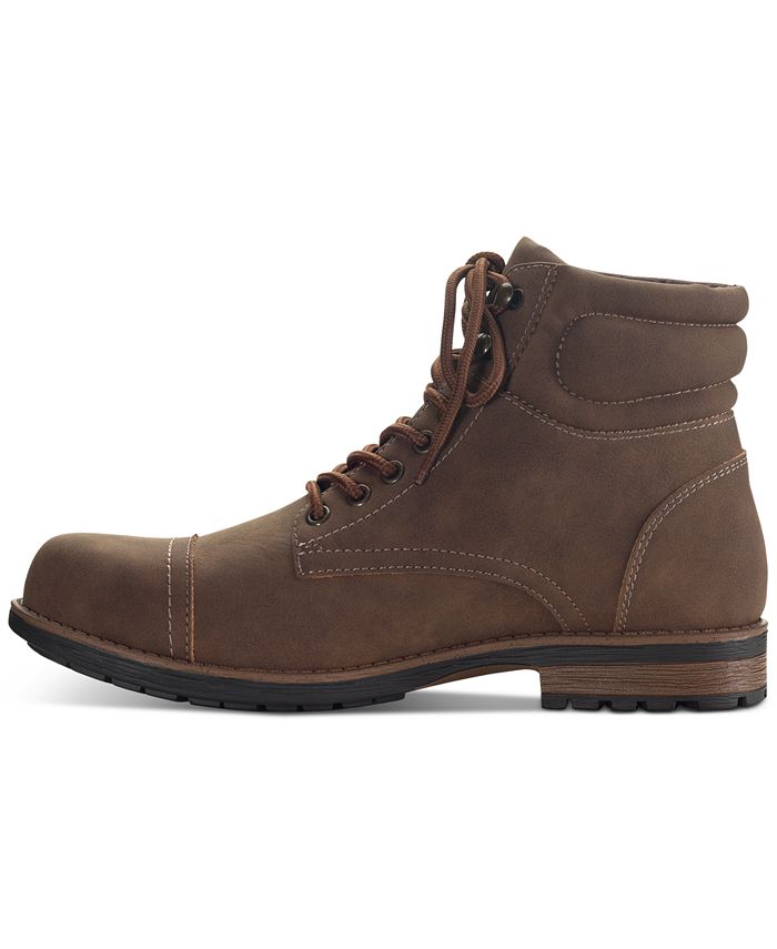Sun + Stone Men's Baker Faux-Leather Lace-Up Boots, Created for Macy's ...