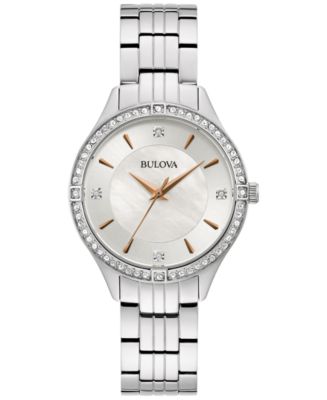 Bulova Ladies Embellished SilverTone S/Steel Watch Bulova Ladies Stainless Steel Sutton Diamond Watch 96R253 main image 2